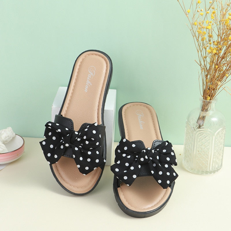 Women's Dot Details Bow Knot Slippers