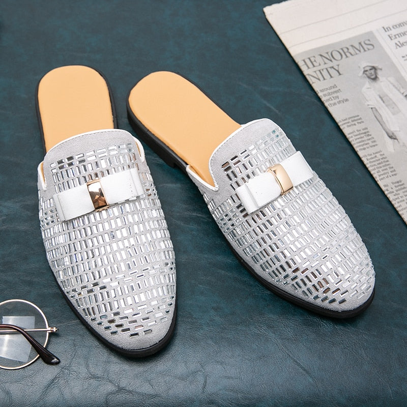 Men's Bling Details Backless Loafers