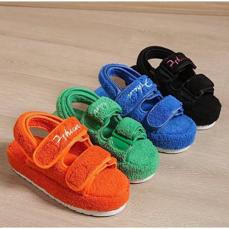 Women's Platform Plush Furry Sandals