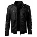 Men's Fashionista Autumn Stand Collar Faux Leather Jacket