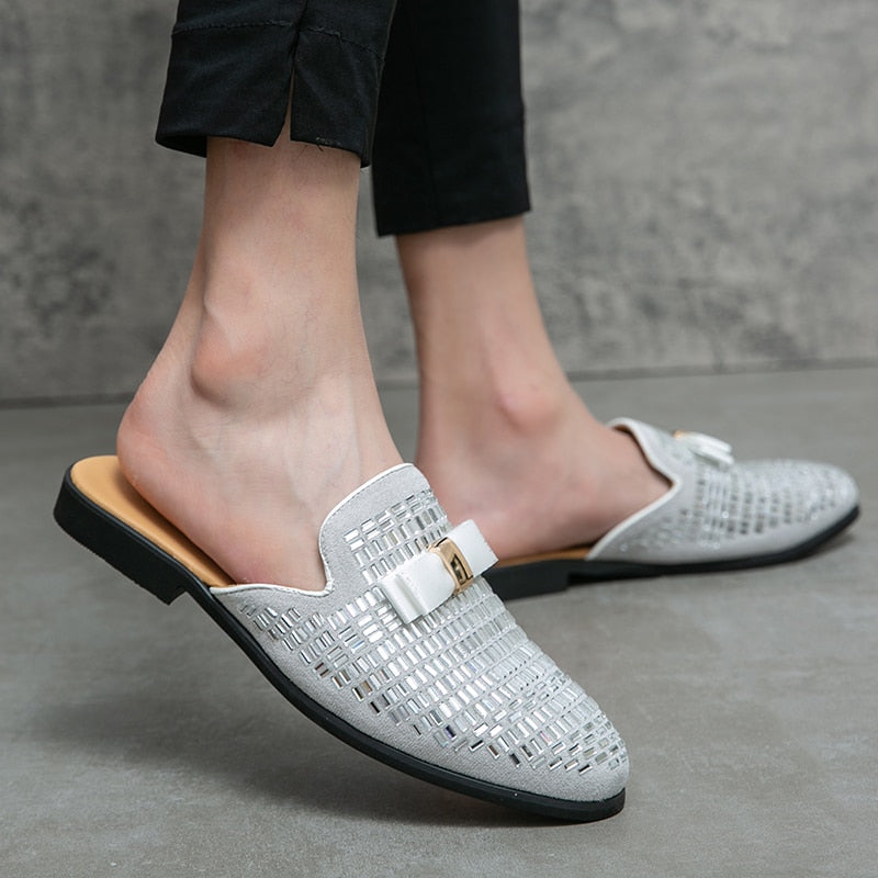 Men's Bling Details Backless Loafers