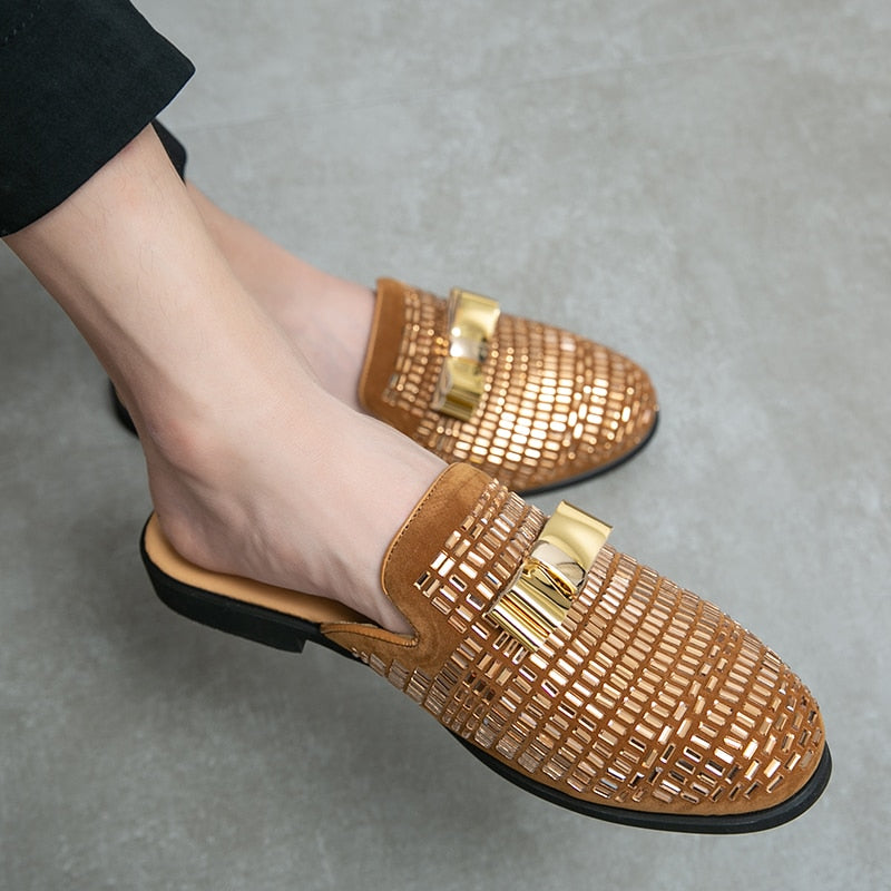 Men's Bling Details Backless Loafers