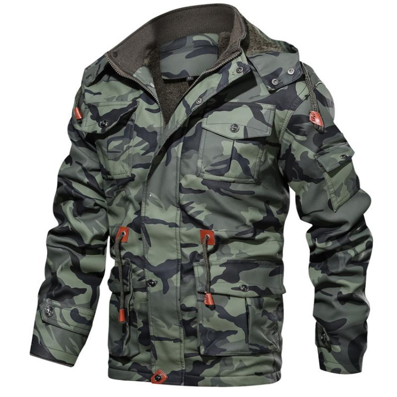 Chaqueta de camuflaje de forro polar de piel sintética para hombre