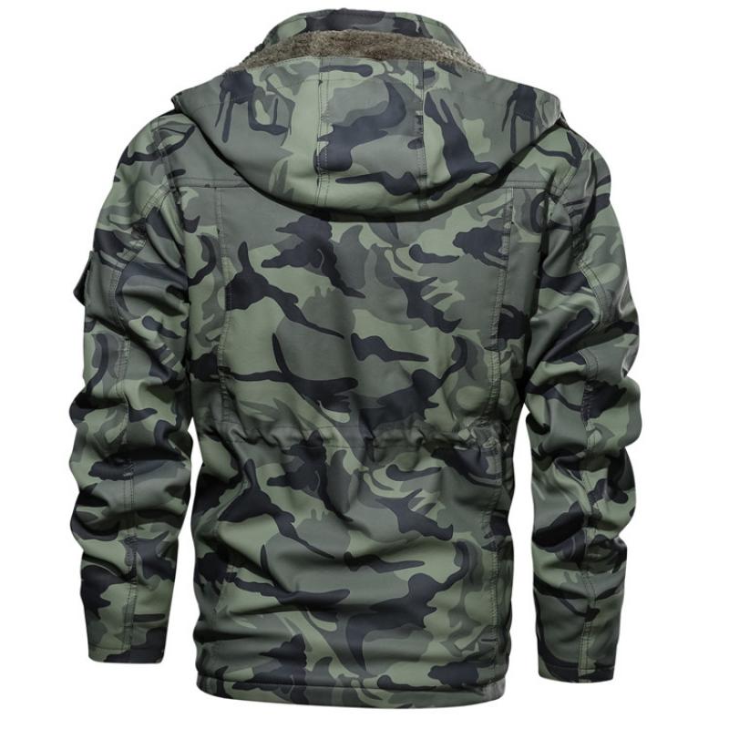 Men's Faux Leather Fleece Camouflage Jacket