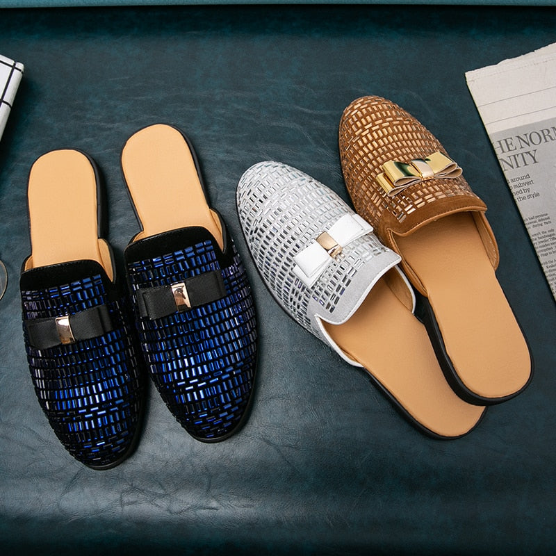 Men's Bling Details Backless Loafers