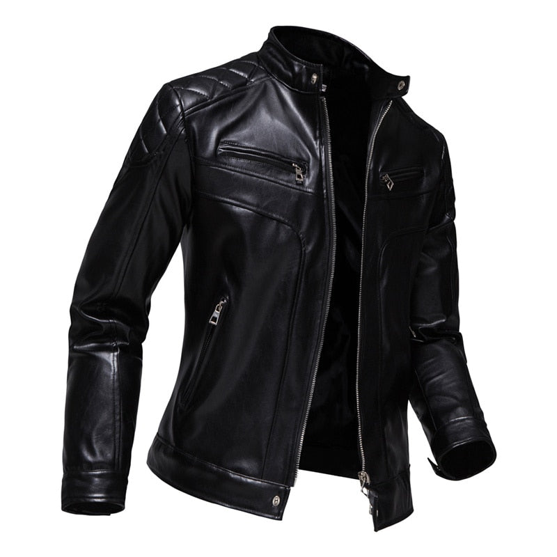 Men's Winter Casual Motorcycle Faux Leather Jacket