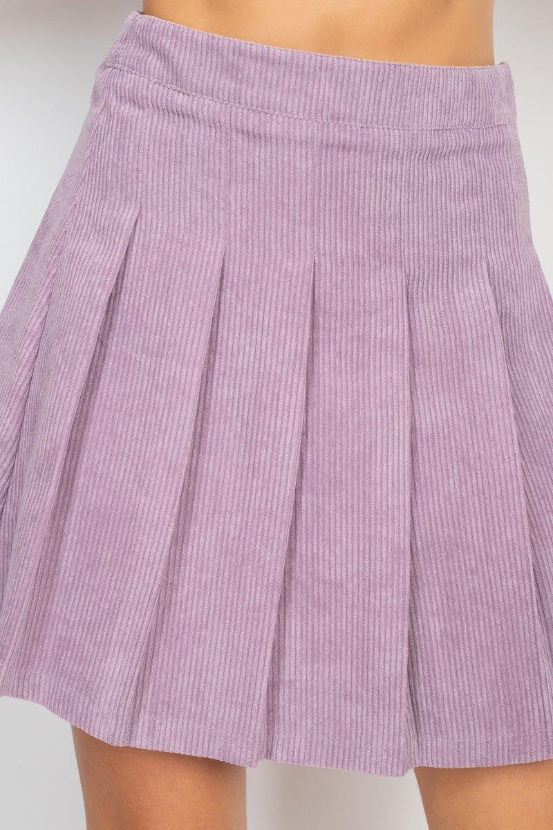 A-line Corduroy Pleated Mini Skirt - AM APPAREL
