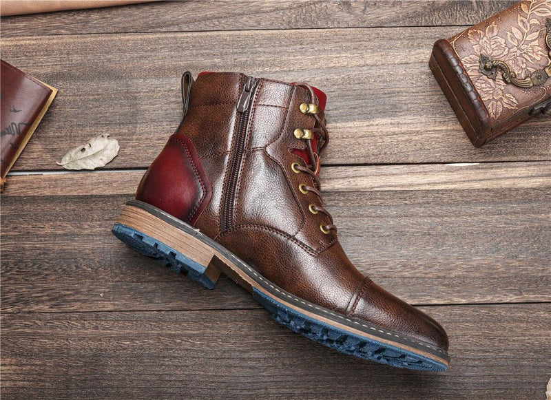 AL Men's Genuine Leather Comfortable Winter Boots - AM APPAREL