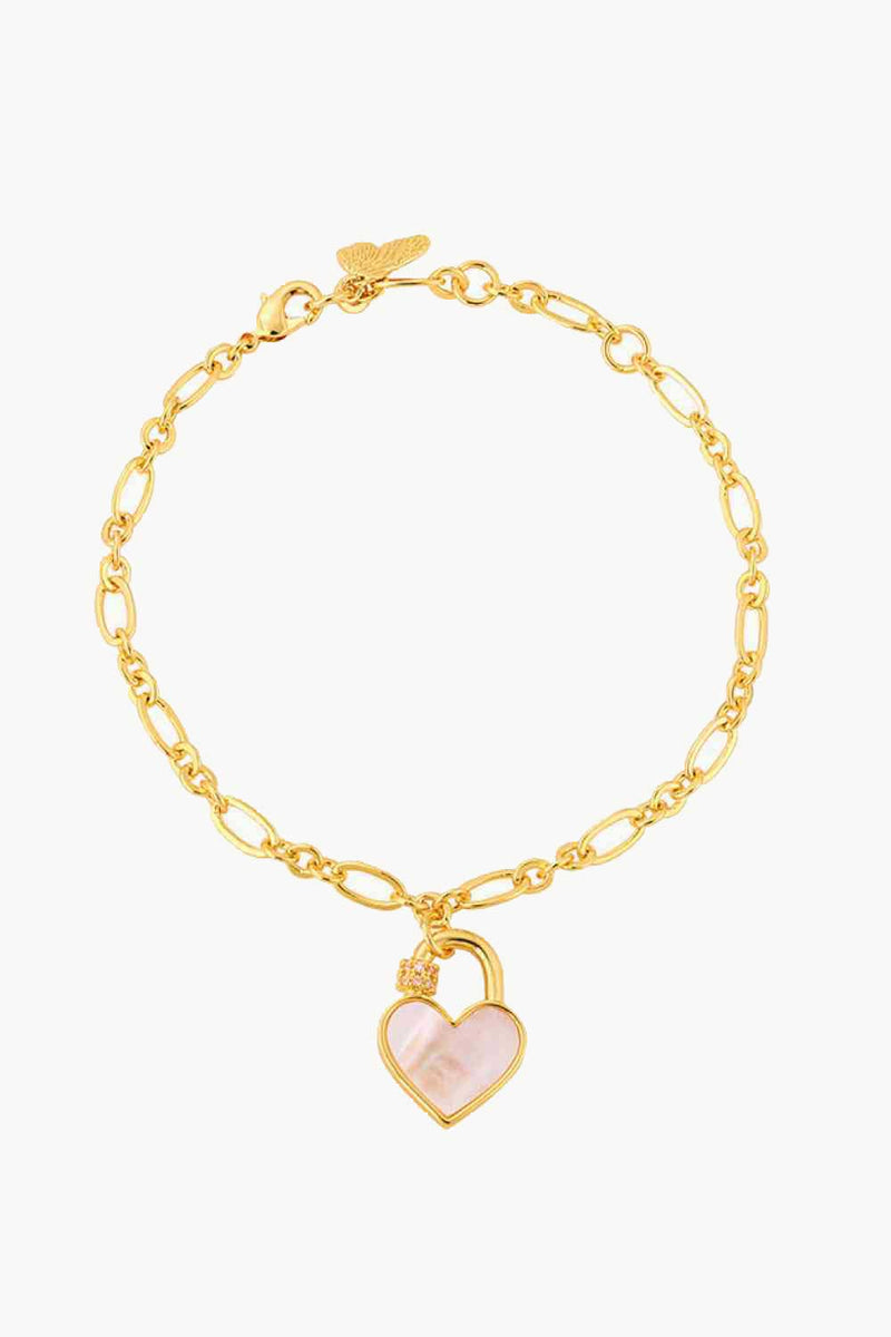 Pulsera con dije de candado de corazón