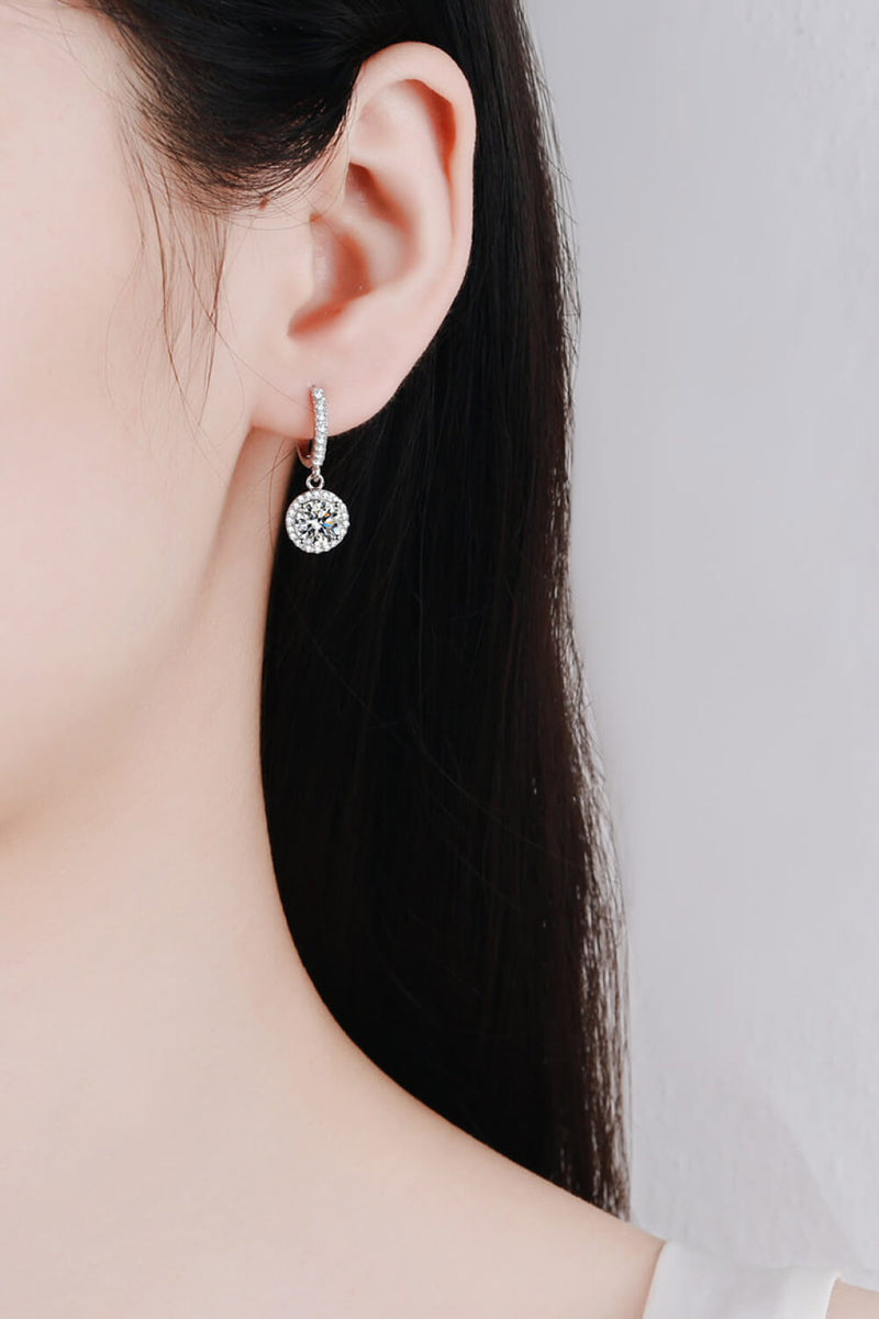 Boucles d'oreilles pendantes rondes en moissanite