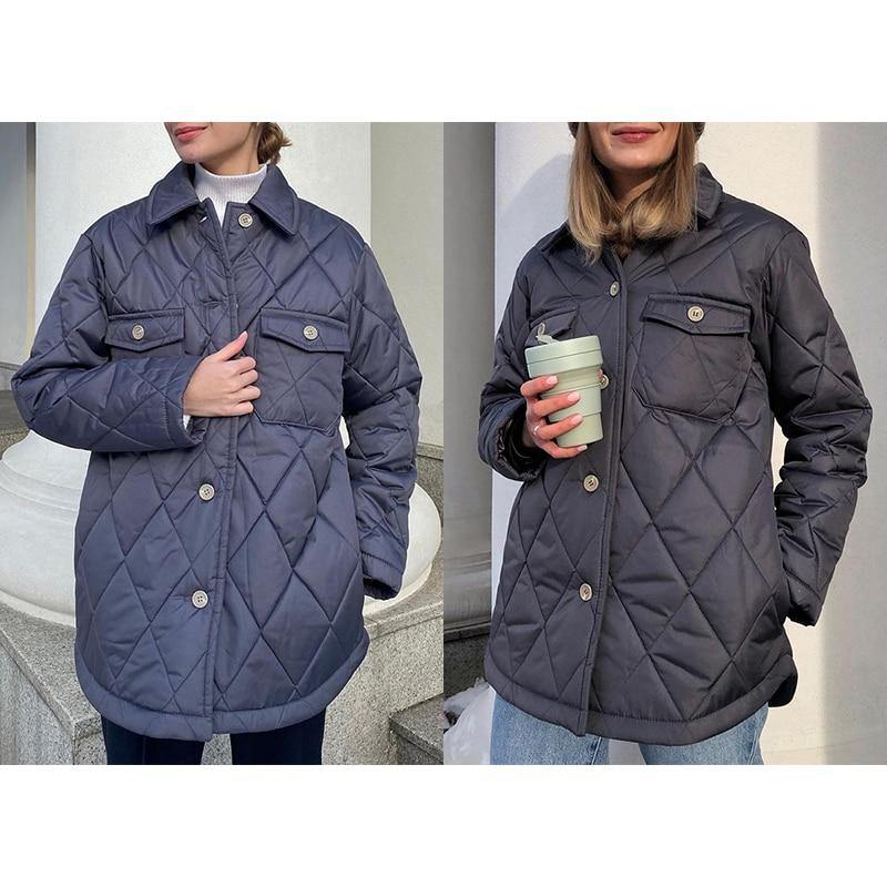 C19 Women's Button Down Winter Coat - AM APPAREL