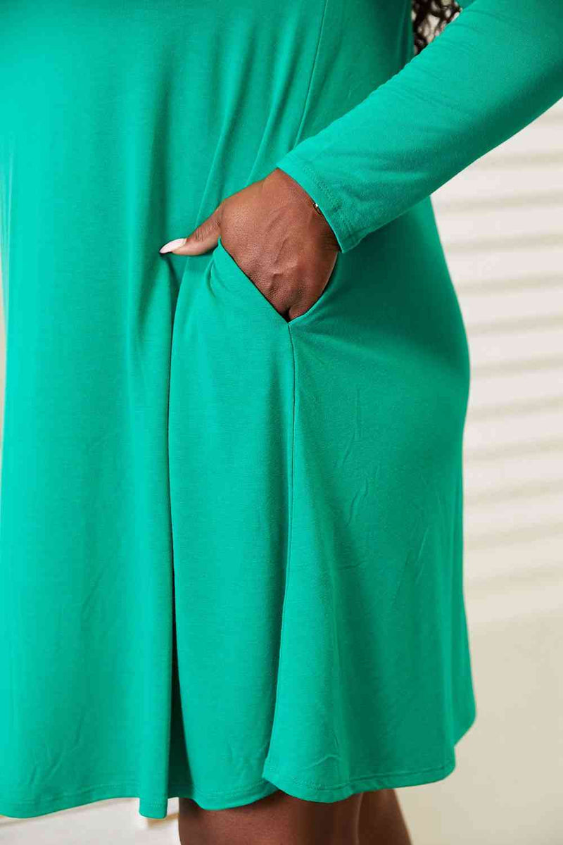Zenana Robe évasée à manches longues et poches pleine taille