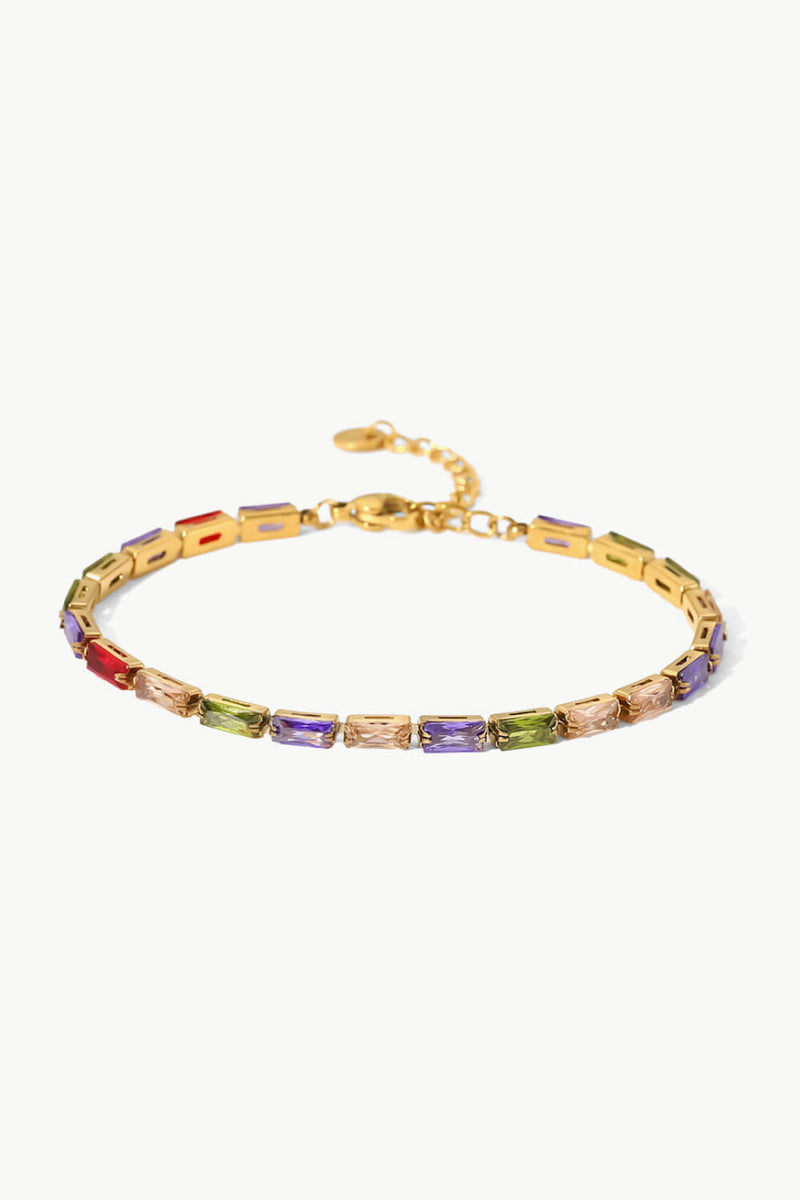 Bracelet Zircon Cubique Multicolore Plaqué Or 18K