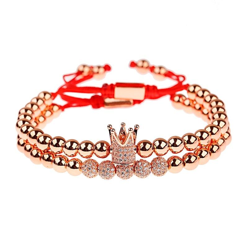 CQ Men's Luxury Copper Beads Crown Bracelet - AM APPAREL