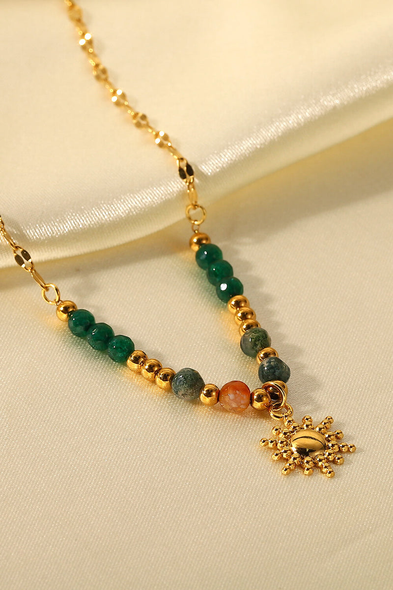 Collier Pierre Naturelle Pendentif Soleil