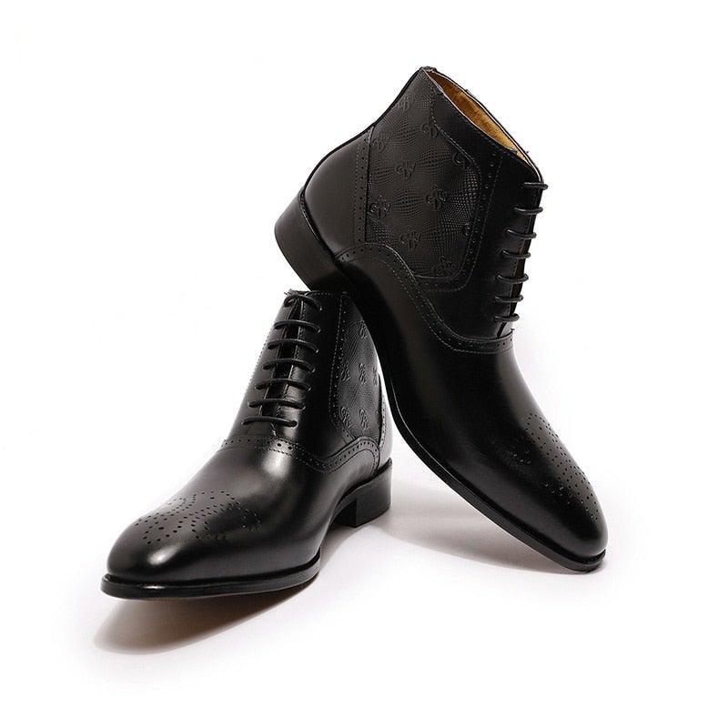 DW Men's Genuine Leather Lace Up Boots - AM APPAREL