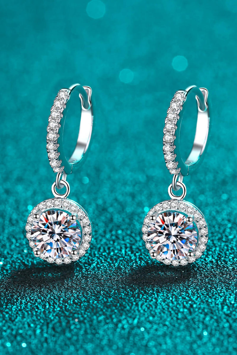 Boucles d'oreilles pendantes rondes en moissanite