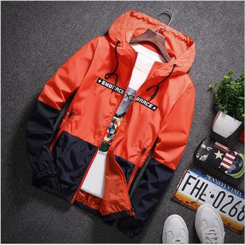 EMBRACE Men's Hooded Patchwork Windbreaker Jacket - AM APPAREL