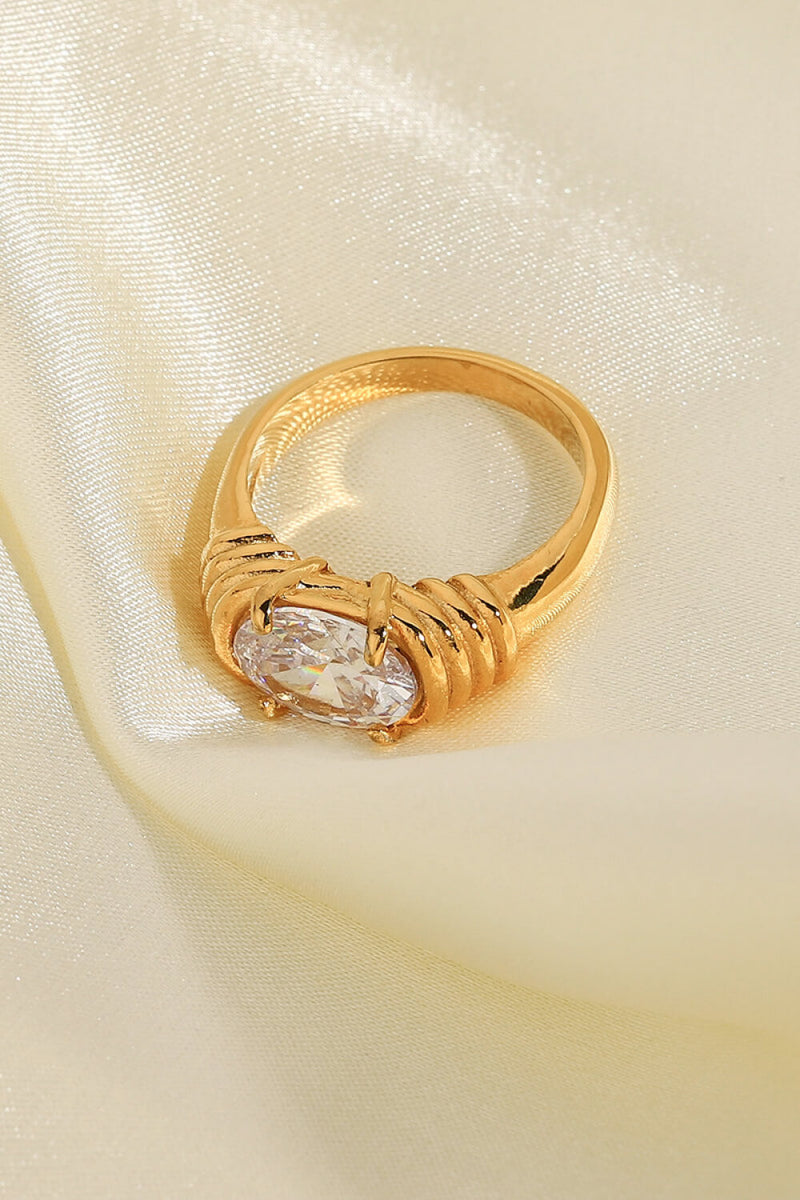 Bague Zircon Plaqué Or 18K