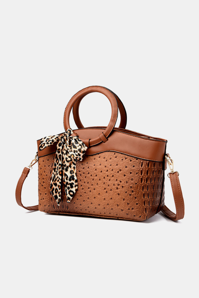 Bolso de hombro con lazo de leopardo de cuero PU