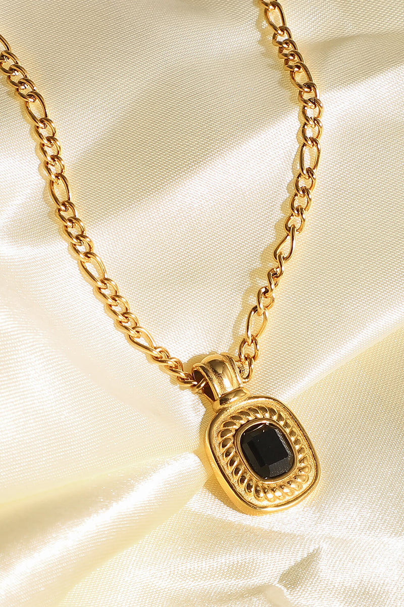 Collier Pendentif Strass Incrusté Plaqué Or 18K