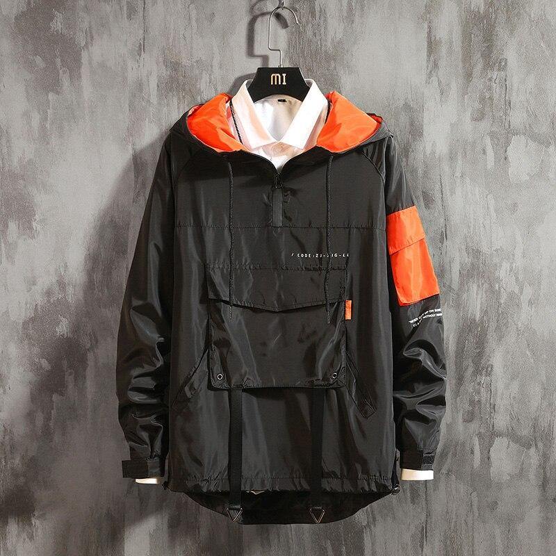 Front Pocket Windbreaker Hooded Jacket - AM APPAREL