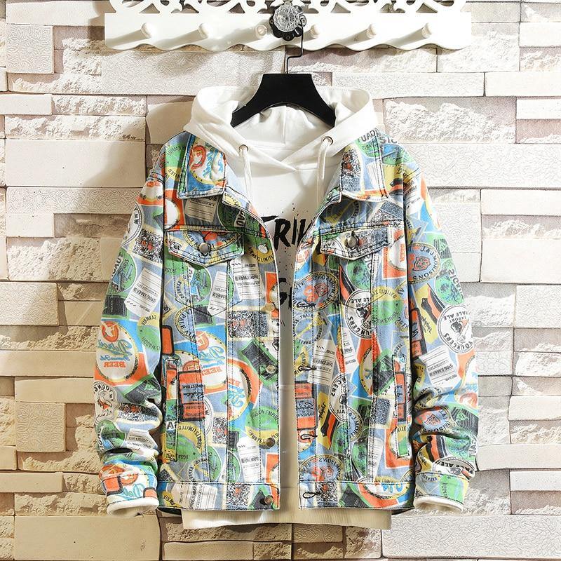 Graffiti Denim Hooded Jacket - AM APPAREL