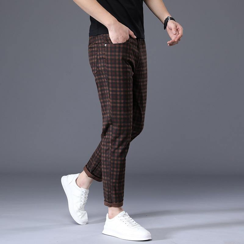 ICPANS Men's Plaid Ankle Length Pants - AM APPAREL