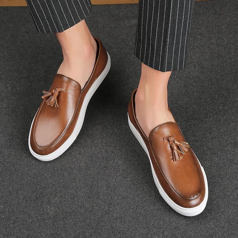 Italian Men's Formal PU Leather Loafers - AM APPAREL