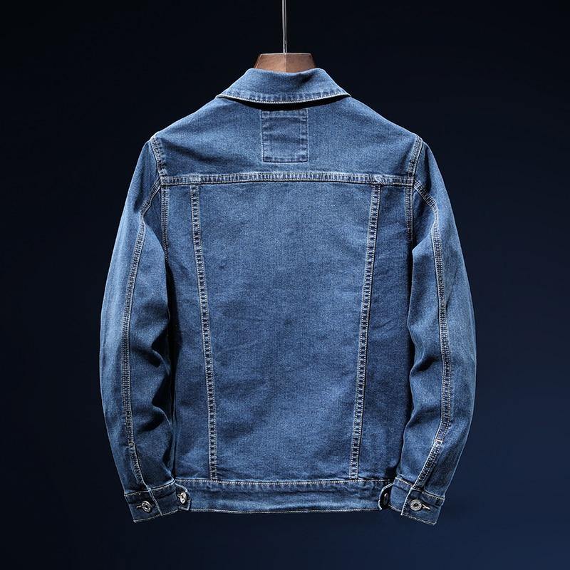 Men's Autumn Casual Blue Denim Jacket - AM APPAREL