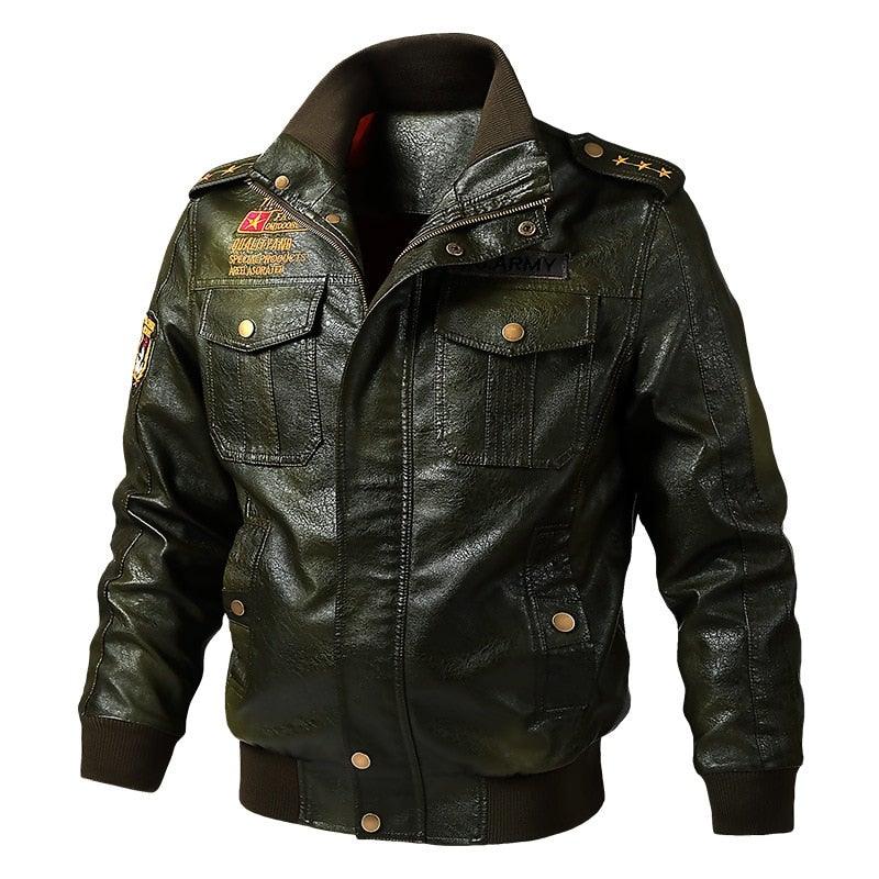 Men's Autumn/Winter Faux Leather Baseball Jacket - AM APPAREL