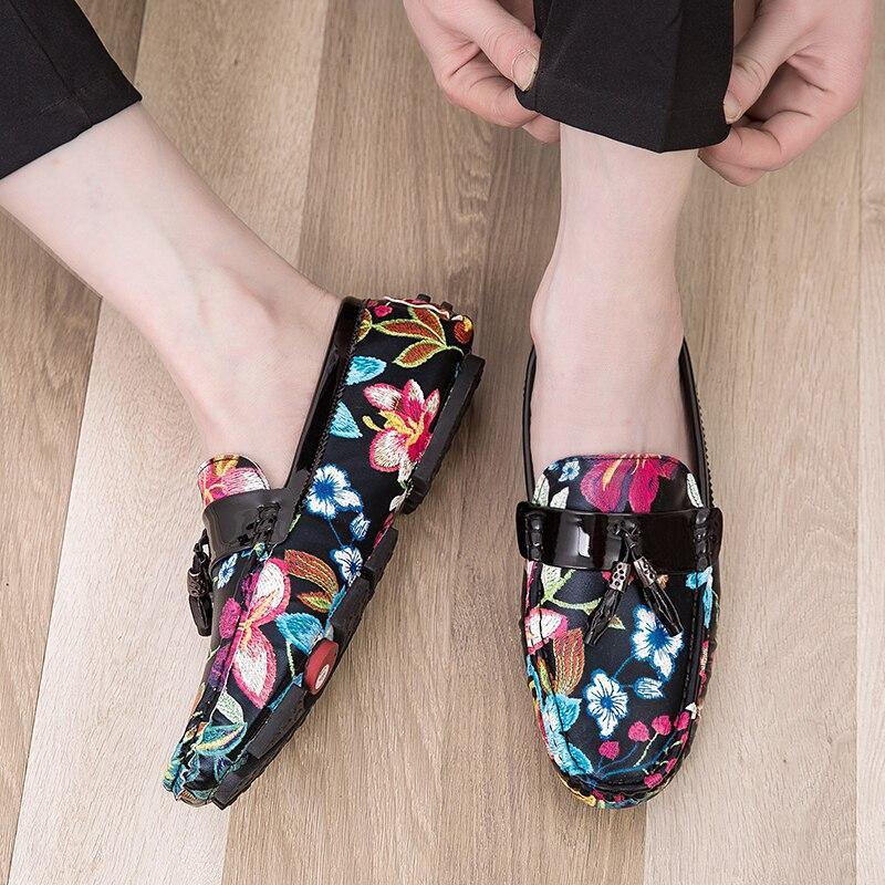 Men's Casual Flower Design Loafers - AM APPAREL