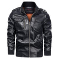 Men's Classical Motorcycle Fleece Faux Leather Jacket - AM APPAREL