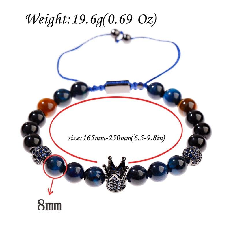 Men's Crown Zircon Pave Weaving Bracelet - AM APPAREL