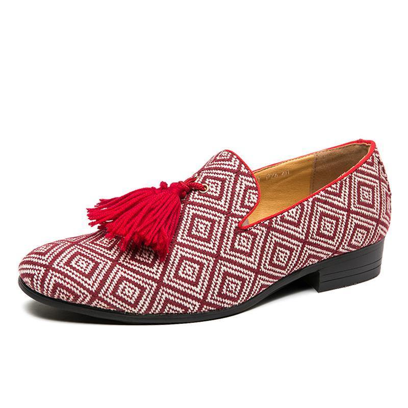 Men's Embroidered Tassel Loafers - AM APPAREL