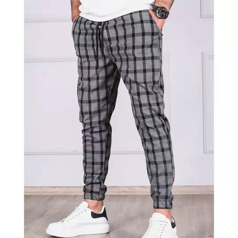 Men's Fashion Plaid Skinny Pencil Pants - AM APPAREL