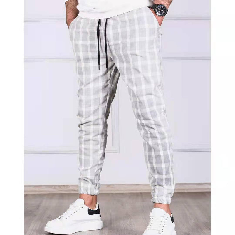 Men's Fashion Plaid Skinny Pencil Pants - AM APPAREL