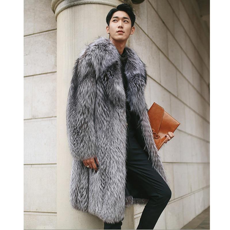 Men's Faux Fur Long Winter Coat - AM APPAREL