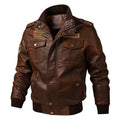 Men's Faux Leather Motorcycle Bomber Jacket - AM APPAREL