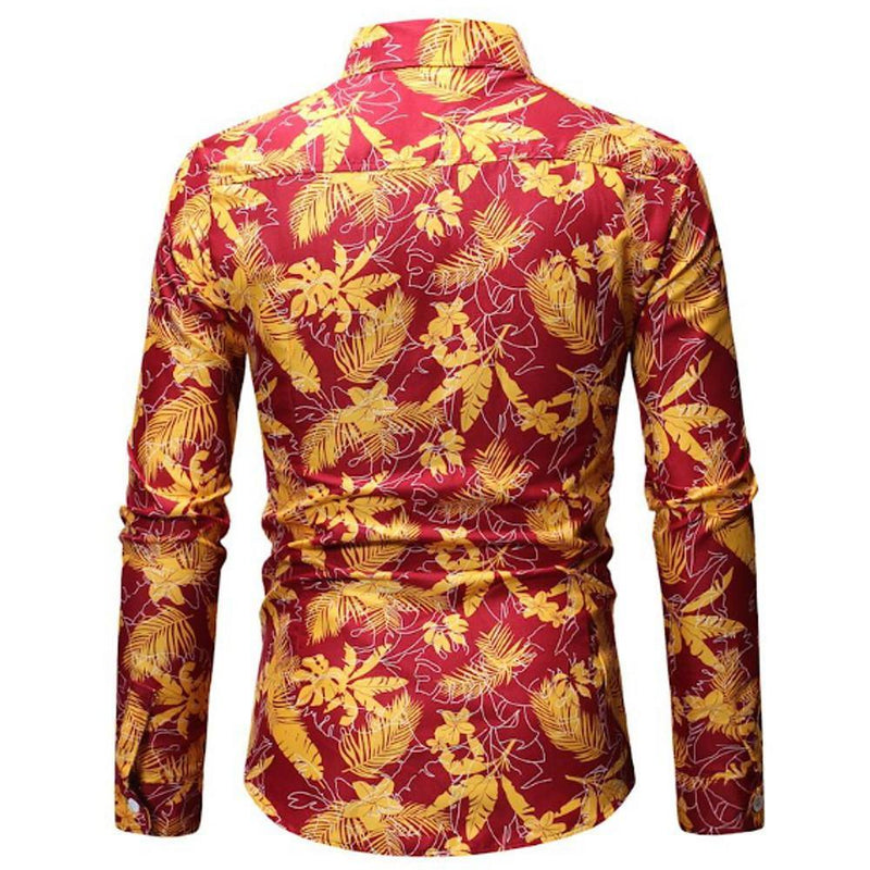 Men's Floral Print Geometric Light Weight Shirt - AM APPAREL