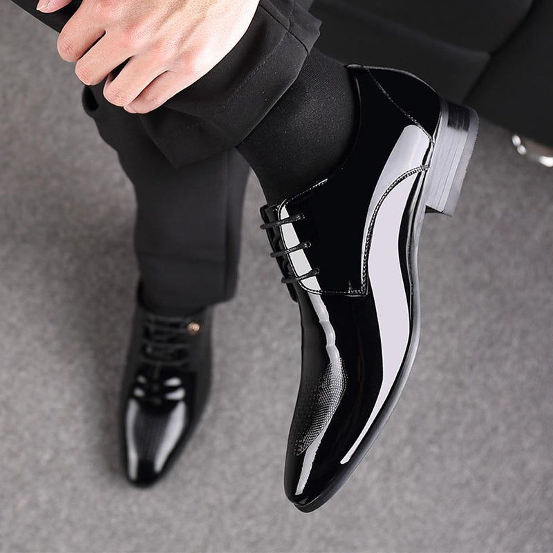 Men's Formal Patent Leather Spring Oxfords Shoes - AM APPAREL