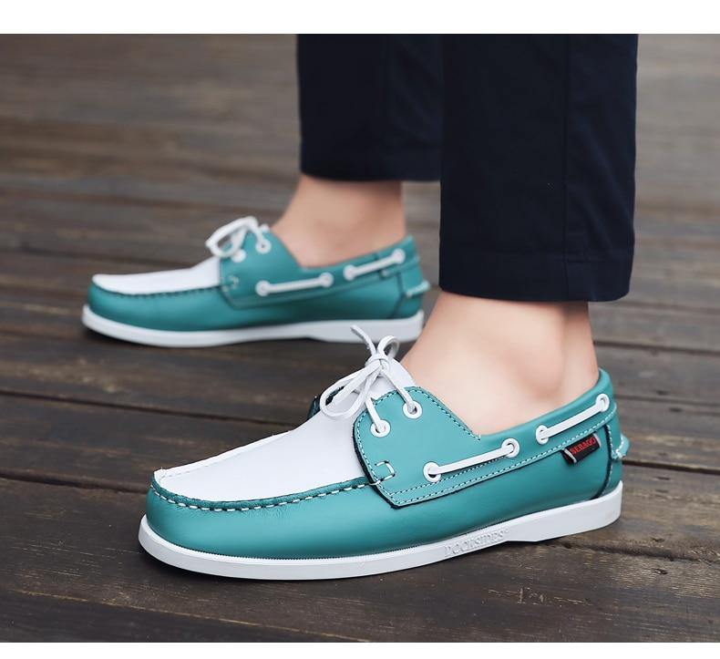 Men's Genuine Leather Boat Shoes / Loafers - AM APPAREL