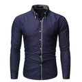 Men's Geometric Long Sleeve Daily Business Shirt - AM APPAREL