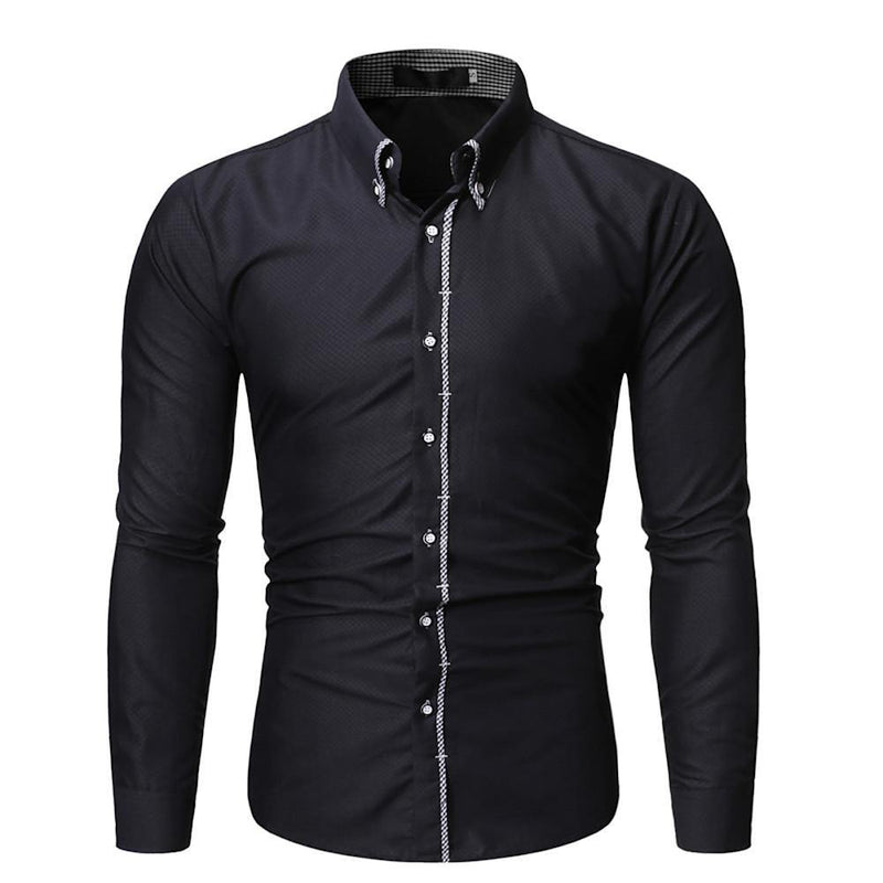 Men's Geometric Long Sleeve Daily Business Shirt - AM APPAREL