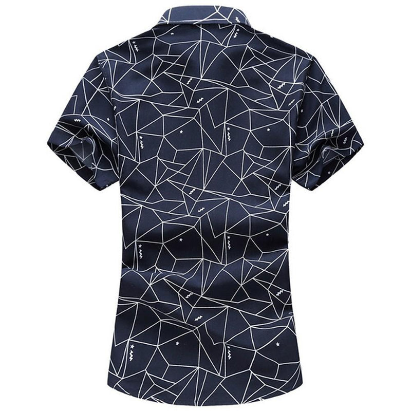 Men's Geometric Print Summer Short Sleeve Shirt - AM APPAREL