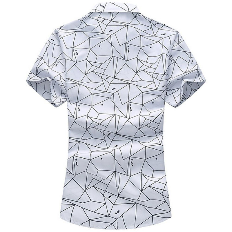 Men's Geometric Print Summer Short Sleeve Shirt - AM APPAREL