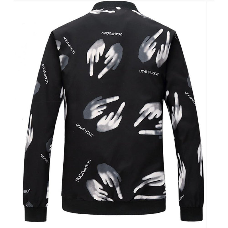 Men's Geometric Printed Zip Polyester Jacket - AM APPAREL