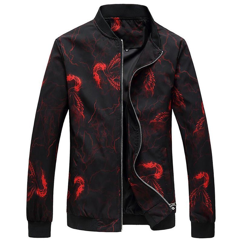 Men's Geometric Printed Zip Light Polyester Jacket - AM APPAREL