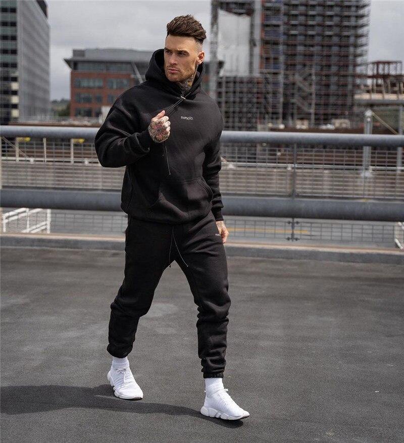 Men's Hooded Athletic Tracksuit Set - AM APPAREL