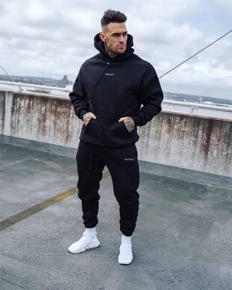 Men's Hooded Athletic Tracksuit Set - AM APPAREL